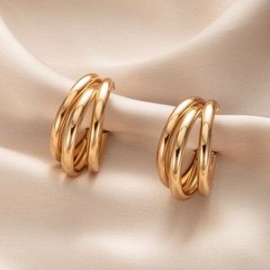 Gold triple hoop boohoo earrings